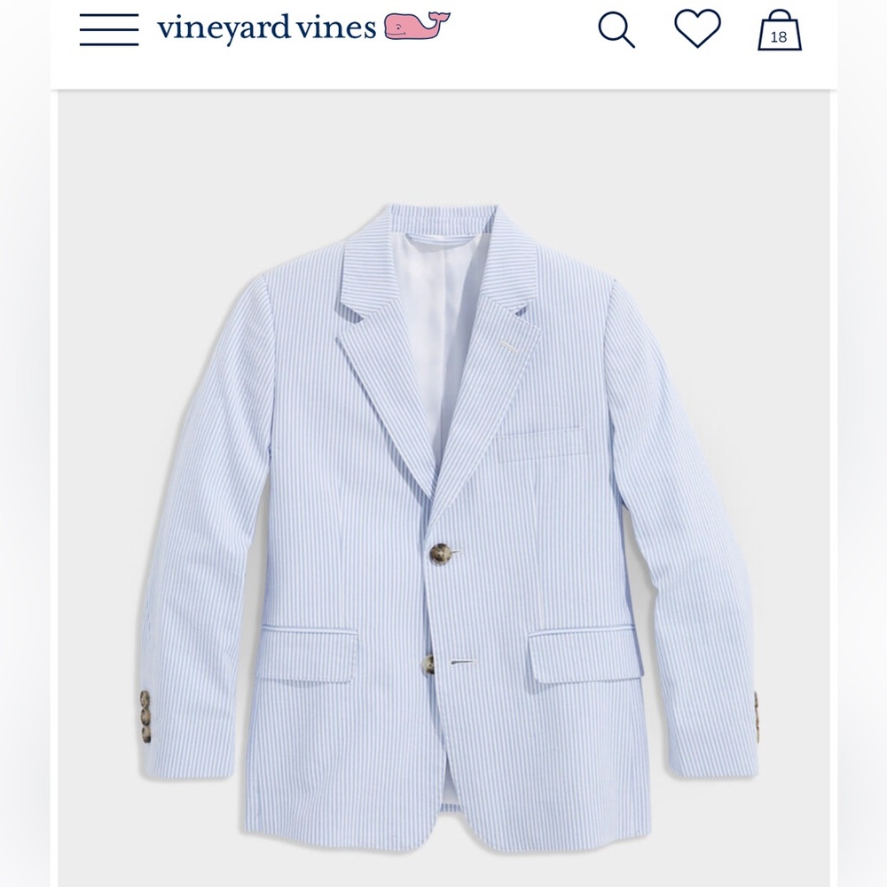 Vineyard Vines Boys size 16 seersucker blazer New without tags